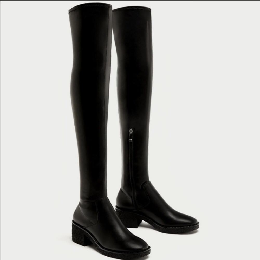 Zara Over Knee Vegan Leather Boots